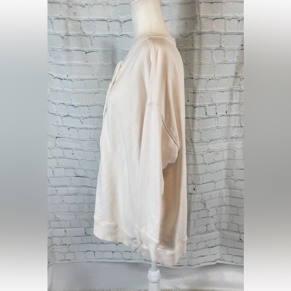 Real Good Aerie oversized lace up crew sweatshirt Pale Pink Woman’s Size L cute - Picture 6 of 16